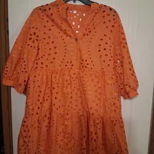 Orange Eyelet Women's Dress